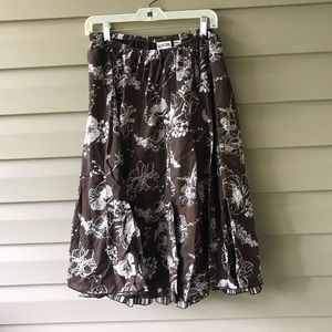 Chico’s Brown Floral Skirt Multi-Layered